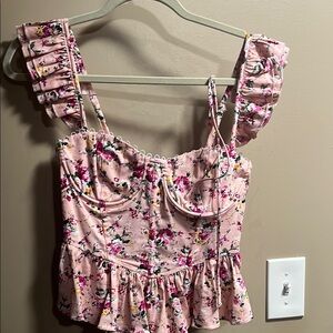 Astr Pink Ruffled Peplum Blouse